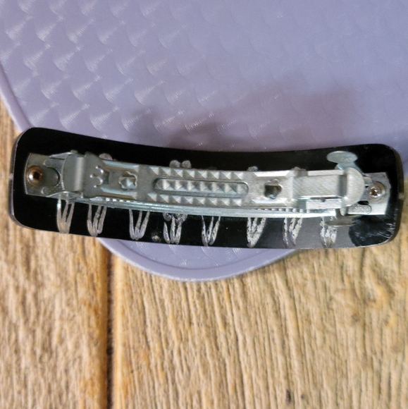 VINTAGE FLORAL FLOWERS RESIN REVERSE CARVED HAIR BARRETTE Clip UPDO ACCESSORY - Picture 4 of 9